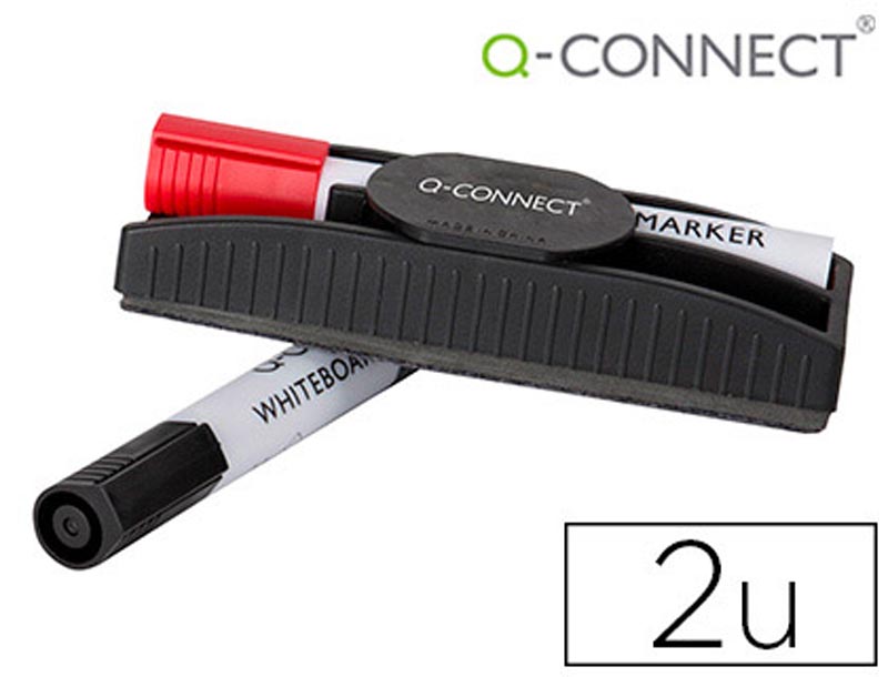 Apagador Q-Connect magnético com marcador Vermelho e Preto