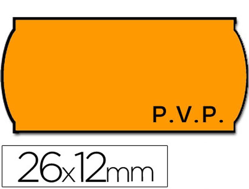 Rolo etiquetas 26X12 PVP Fluor Laranja recortada