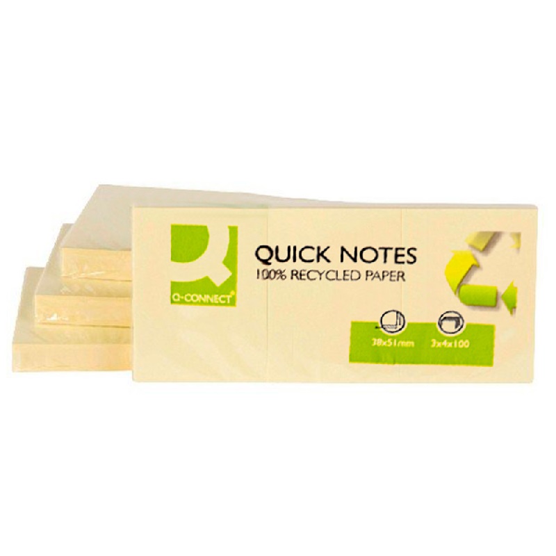 Bloco de notas adesivas Q-Connect 38x51 papel reciclado